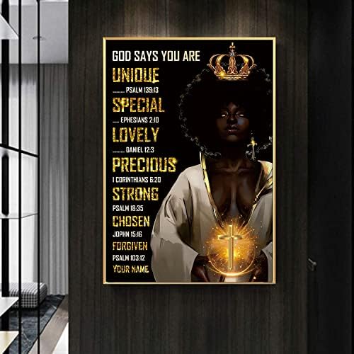 Позитивни цитати на Seollx, wallидни декор за жени од црна афроамериканка - инспиративни мотивациони цитат за уметност луксузен глам