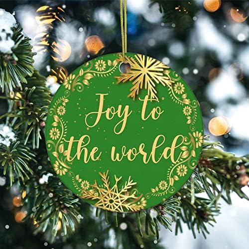 Божиќни украси за венци 3 инчи, радост на светскиот керамички украс, среќна нова година украси од дрво, весели Божиќни зачудувања за семеен пријател за празници за д