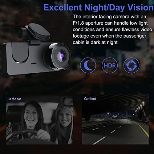 Паметни Камера Цртичка, 1080P HD Камера Цртичка За Автомобил, 3 Канал Напред &засилувач; Задниот Внатре, 170°+140° Широк Агол Одличен IR Ноќно Гледање Јамка Снимање G-Сензор ?