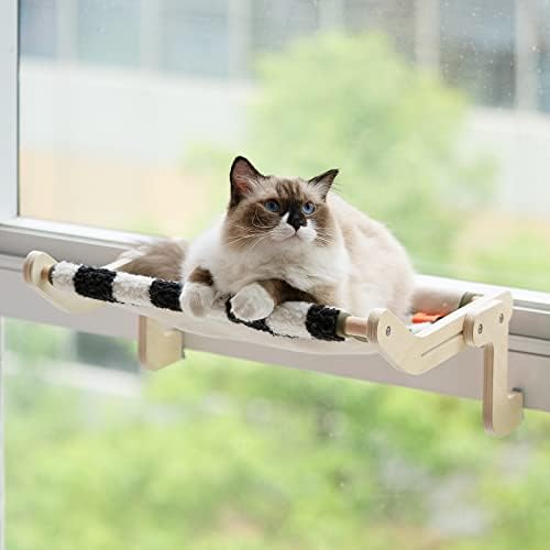Местоофун прозорец за прозорец со мачки за прозорец со мачки за мачки за затворен затворен мачки Цврст прилагодлив издржлив постојан кревет
