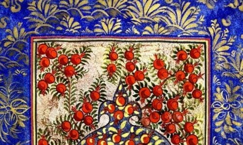 Минијатурно сликарство Персиско уметничко дело свилено хартија рачно изработено дрво на животот 9,7x7