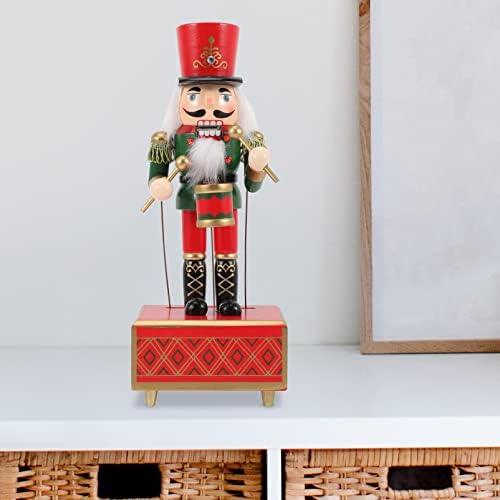 Didiseaon дрвена оревчеста музичка кутија Божиќни украси тапанар војник фигура Божиќна музичка кутија за домашен декор подарок 32 см