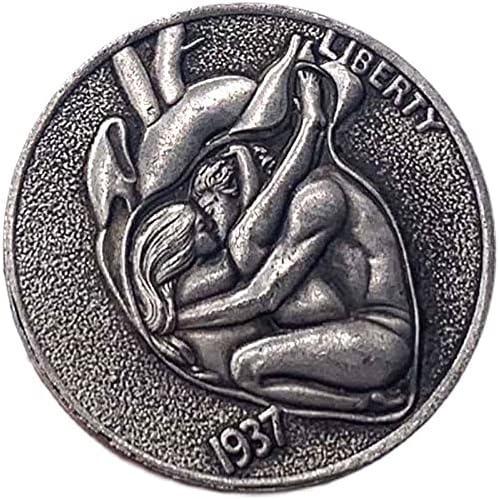 1937 Скитници Монета Во Облик На Срце Месинг Стариот Сребрен Медал Колекција Монета 20мм Бакар Сребрена Монета Комеморативна Монета