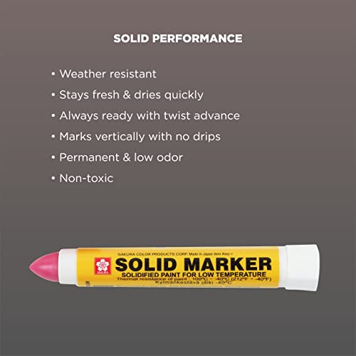 Солидни маркери на боја на Сакура со вртење на врвот - Пенкала за трајни маркери со ниска температура - прозорец, дрво и стакло маркер - црвена боја - 12 пакувања