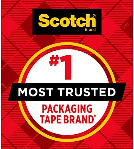 Scotch Sure Start Shipping Packaging Tape, 1,88 x 54,6 yd & тешка лента за пакување, 1,88 x 54,6 yd, дизајниран за пакување, испорака и испраќање, силен заптивка на сите типови кутии, 3 јадрото