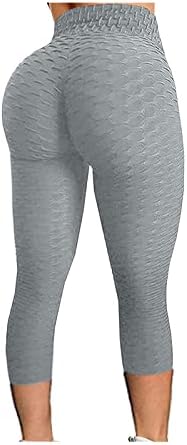 Pirero capri јога панталони женски високи половини со цврста боја меур на колкот на колкот за кревање на ногата за нозе Контрола на јога хулахопки