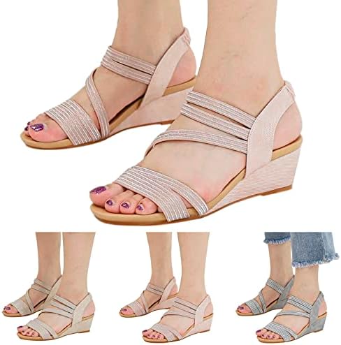 Gufesf Симпатични сандали за жени, жени затворени пети сандали случајно лето шулење на чевли од гроздобер клин сандали