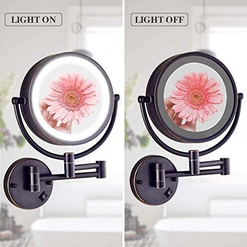 Zthome 5x лупа на козметичко огледало 360 ° вртење на вртење на две еднострани суета огледало за бања, USB полнење