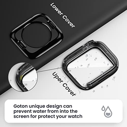 [2 во 1] Goton за Водоотпорен Заштитник на Екранот на Apple Watch 44mm Куќиште SE Серија 6 5 4, 360 Заштитно Покритие За Лице На КОМПЈУТЕР Вградено Калено Стакло, Преден &засилувач; З