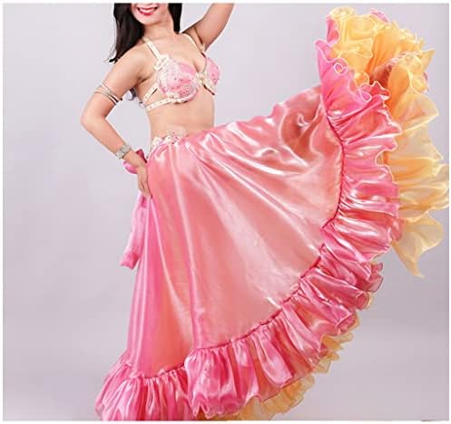 Dxmrwj двојни бои жени стомак танц облека со целосен круг макси здолниште Страна поделени долги здолништа