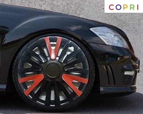 Копри сет од покривка од 4 тркала од 13 инчи црно-црвено-црвено-црвено-Hubcap Snap-on одговара на Toyota Yaris Prius