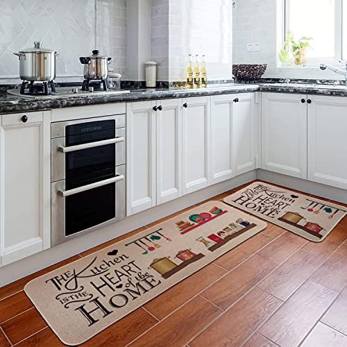 ZKZNSMART кујнски душеци сет од 2 нелизгачки кујнски подни килими со гума за поддршка на празник-профил-профил дормат за домашна кујна