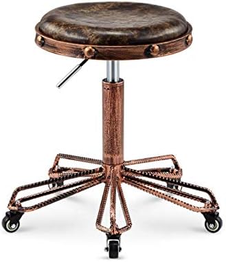 Столче на бирото на тркалото ， прилагодлива столче на седло со кафеава ПУ синтетичка кожа седиште ， Прилагодлива висина 48-62 см ， Поддржана тежина 160 кг ， фризери С