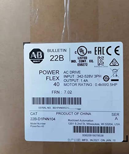 22B-D1P4N104 PowerFlex 40 AC диск 380V 0,4kW 0,5HP VFD Запечатен во кутија 1 година гаранција Брза