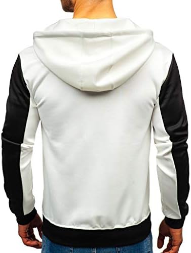 Realdo Mens 2019 Најновата худи, есенска боја на контраст, печатена долга ракав, патент на обична облека за џемпери, спортска облека