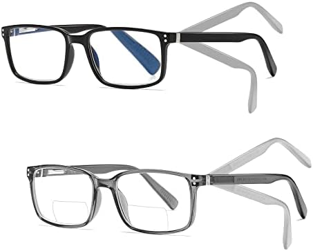 Sunamoy Бифокално читање очила мажи сина светлина компјутерски читатели на лесни дизајнери за очила за очила жени модни очила 2 пакувања