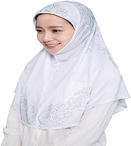 Womenените сјајни ринестони муслимански турбани хиџаб капа скромност долга шамија на шамија на главата