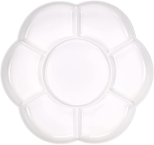 Бела пластична палета за мешање во форма на цвет со 7 дупки, дијаметар приближно. 17см