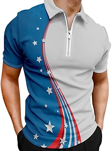 Машко американско знаме Поло кошули Патриотски 4 -ти јули маички летни обични гроздобер кратки ракави врвови