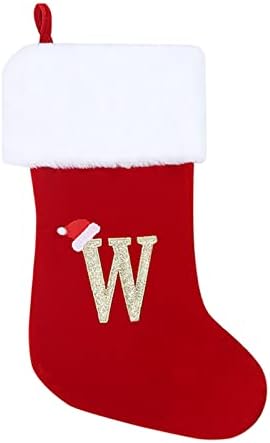 Божиќно обоено стакло монограм Божиќни чорапи за порибување класична персонализирана декорација за порибување за семејни сезони за празници, азбука Божиќна витр?