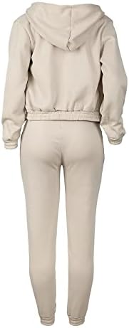 Женски обичен тренер за есен и зимски врвен елек, поставен модерни цврсти панталони за џемпер со качулка