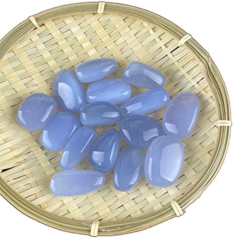 Podydot природно сина халцедонија џеб ѓубре од камен слободен форма оригинална заздравување кристали дланка за палма енергија мал камен мал