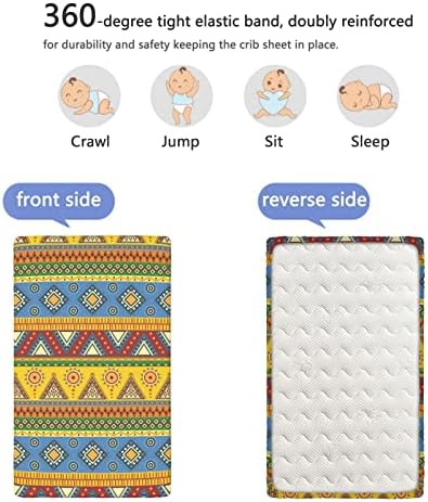 Ацтеките со тематски опремени мини чаршафи, преносни мини креветчиња за креветчиња меки и затегнати вградени креветчиња за креветчиња за момче