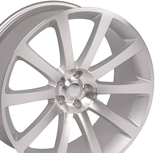 OE Wheels LLC 22 инчи венчиња се вклопуваат во Chrysler 300 Challenger SRT8 Charger SRT8 Magnum 300 SRT стил CL02 22X9 MILDER SILVER SET
