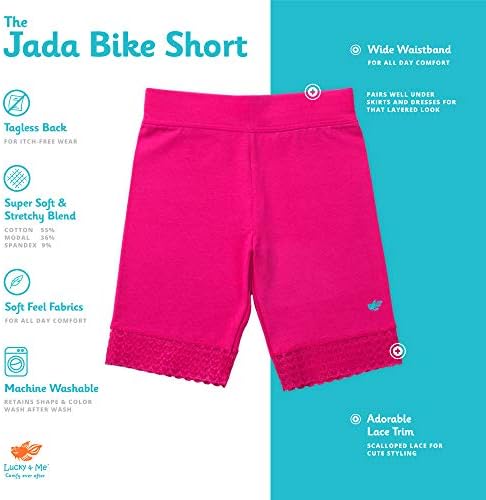 Среќа и мене девојки шорцеви за велосипеди, супер мека памучна модална мешавина со чипка на чипка, пакет Jada 3