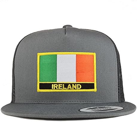 Трендовски продавница за облека Ирска знаме 5 панел Flatbill Trucker Mesh Snapback Cap