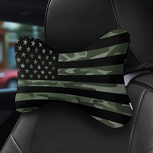 Зелено камуфлажа Американско знаме автомобил вратот перница мека автомобил за глава за глава перница вратот Перница перница 2 пакет за возење патување