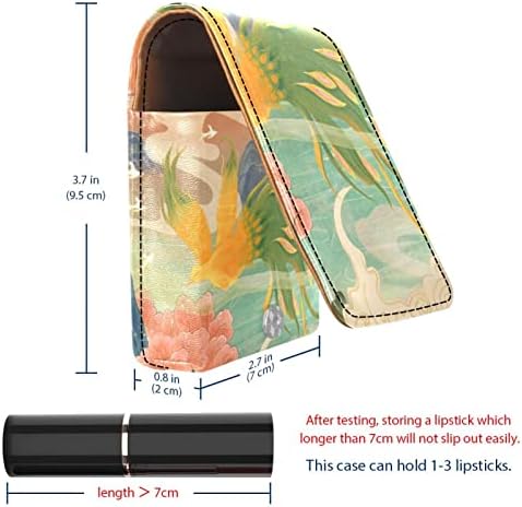 Кармин за шминка ОРИУКАН торба ЗА кармин со огледало пренослив торбичка за складирање кармин организатор за складирање на сјај за усни, Пејзаж Во Кинески Стил План