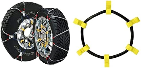 Компанија за безбедносен ланец SZ429 Super Z6 Cable Cable Congine за патнички автомобили, пикап и SUV - сет од 2 & компанија SZ1174 гума за затегнување на ланецот за влечење на гуми - сет ?