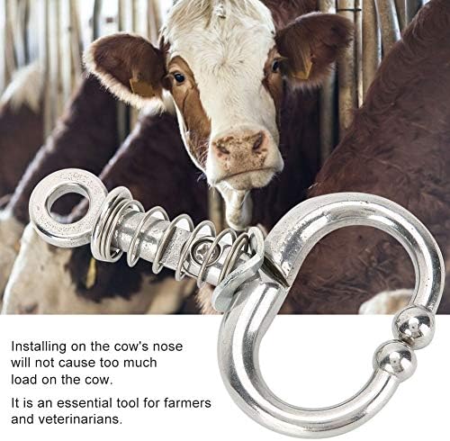 Долга од нос на говеда, не'рѓосувачки челик, прицврстувач на прстенот за влечење крава нос прстен фарма животни додаток за додаток