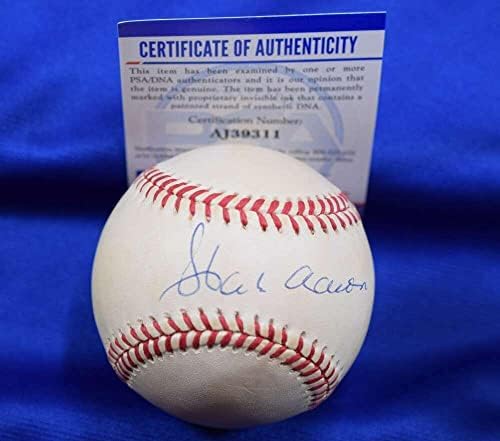 Hank Aaron PSA DNA COA Autograph Национална лига на потпишан бејзбол храбри - автограмирани бејзбол