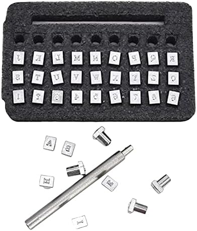 26pcs 26 Англиски букви метални печат постави кожни алатки кожа занаетчиски азбуки за печатење со алатки за печатење со печатење - алатки за печатење -