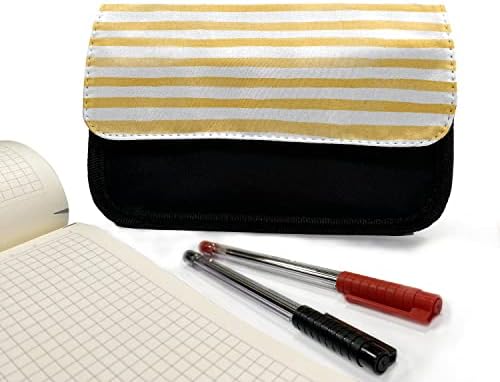 Зачудувачки шарен со молив, ленти за акварел, торба со молив со ткаенини со двоен патент, 8,5 x 5,5, сенф и бело