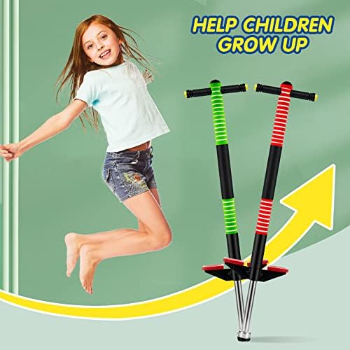 Meooeck 2 парчиња отскокнување Пого стап за деца на возраст од 5 и повеќе години, 40 до 80 фунти, скокач со пена Пого за вежба за рамнотежа на телото