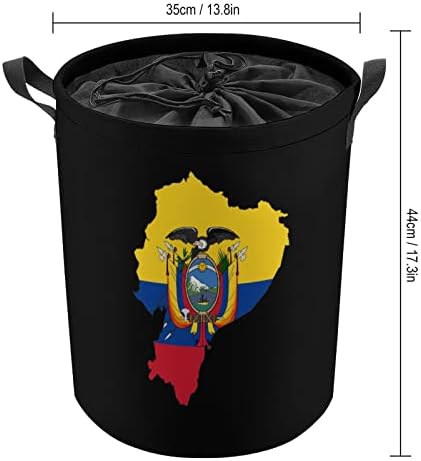 Еквадор Знаме Мапа Кошница За Перење Тркалезна Корпа За Преклопување Кутија За Складирање Кофа За Перење Со Рачка За Јаже