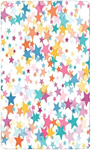 Starsвезди со тематски опремени мини чаршафи, преносни мини креветчиња за креветчиња ултра меки материјали за креветчиња за девојчиња или момче, 24 „x38“, пастелно роз