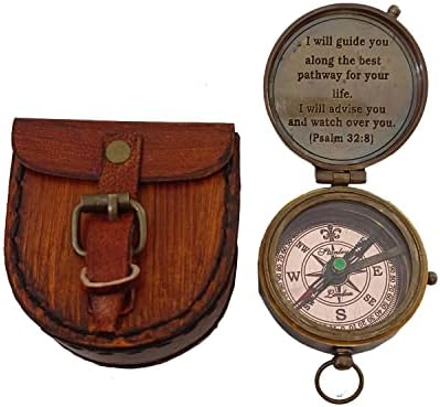 2 -инчен месинг џебен компас со кожена кутија живот е патување тато Такс за да биде одличен водич Тора Цитантикеј Наутички камп за опстанок со компас Компас