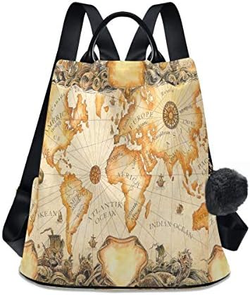 Алаза Античка мапа на светските вињети компаси ги комбинираат змејовите едриличари чанта чанта со прилагодливи ленти за жени дами