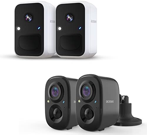 Безжична безбедносна камера на отворено, 2 пакувања безжични фотоапарати за напојување на батерии за домашна безбедност WiFi камера со ноќно гледање, откривање на дв