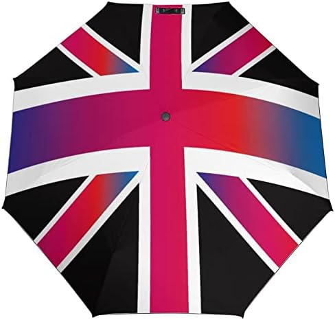 Унион Џек Англија Знамиња Патување Чадор Ветроупорен 3 Пати Автоматски Отворен Затвори Преклопен Чадор За Мажи Жени