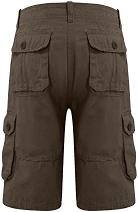 Ymosrh Работни шорцеви за мажи модни лабави обични шорцеви на отворено мулти џеб со цврста боја карго панталони