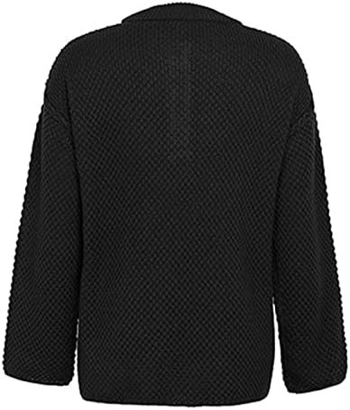 Преголема маичка за жени, женски екипаж црн женски џемпер најважни џемпери џемпери женска цврста боја тркалезна врата копче за градите на градите, отворено плетен?