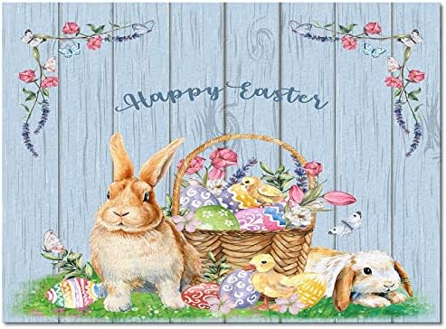 Среќен Велигден пролетен зајаче кокошки корпа јајца од јајца мек мек тепих за дневна соба за дневна соба гранка дрвена жито што не пролева под кат за деца, душеци за