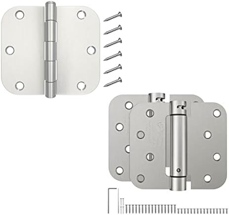 HOSOM 48 пакет врата зависи од 3,5 инчи со радиус од 5/8, со шарка на вратата за само затворање 4 инчи 2 компјутери, четкан никел