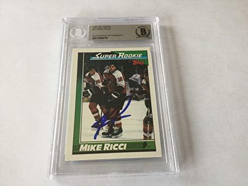 Мајк Ричи потпиша автограмиран 91/92 Топс РЦ картички, Бекет Бас Коа А - хокејски плочи за автограми за дебитантски картички