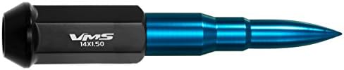 Вистински Spike 14x1.5 32PC 124mm ладни фалсификувани челични ореви со сини продолжени совети за куршуми во CNC алуминиум компатибилен со Dodge RAM 2500 3500 2012-2020 со 8 шема на тркалото